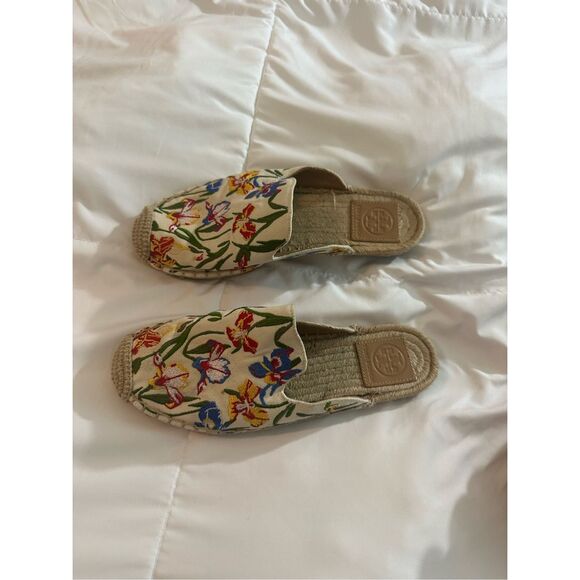 Tory Burch Women's Embroidered Floral Round Toe Mules Multicolor Size 6 - Picture 3 of 12